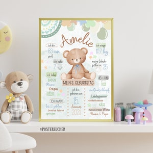 Teddy milestone poster for children&#39;s birthdays