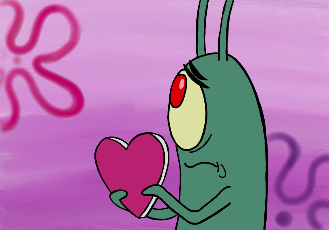 Vintage Spongebob Valentine's Day Card - Plankton - Etsy
