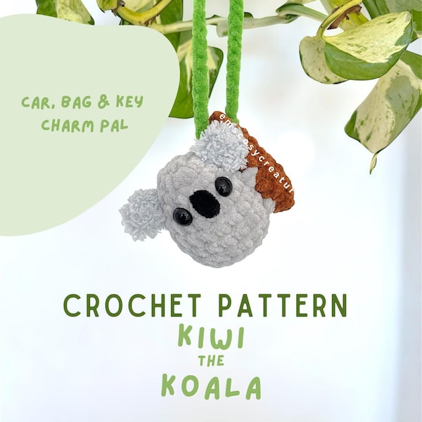 Kiwi Koala Crochet Charm Pattern: Car, Bag, Key (PDF Pattern) - Emscosycreatures