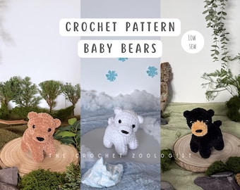 Baby bear crochet pattern - market friendly crochet, low sew crochet, the crochet zoologist