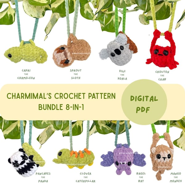 Crochet Animal Charm Pattern Bundle: Car, Bag & Key Charms (Digital Download)