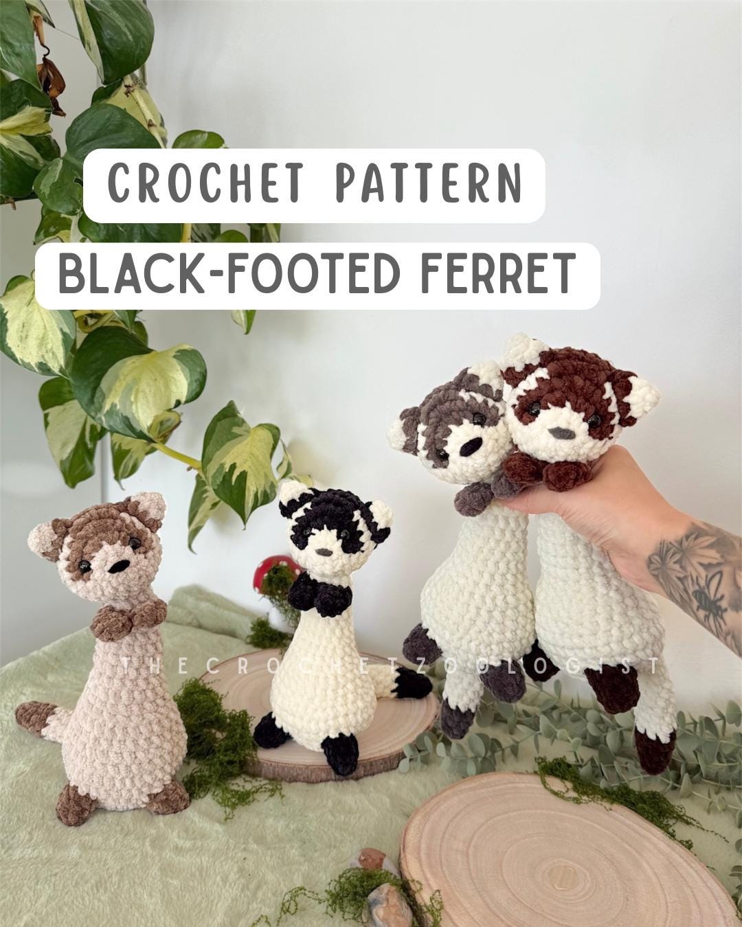 Mochi the black-footed ferret low-sew pattern