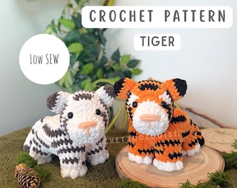 Tiger standing crochet pattern - endangered species amigurumi plush pattern, cute crochet pattern, the crochet zoologist