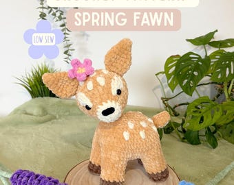 Fawn spring standing crochet pattern - wildlife plush crochet pattern, deer plushie, the crochet zoologist