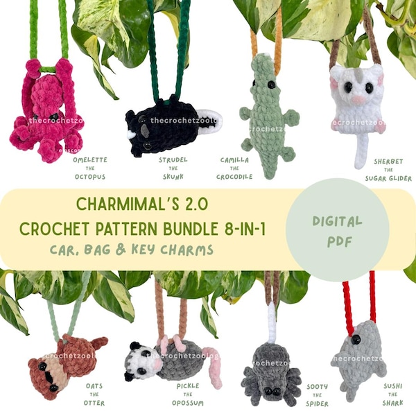 Crochet Animal Charm Patterns: 8-in-1 Bundle (PDF Pattern