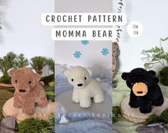 Bear crochet pattern (mom size) - market friendly crochet, low sew crochet, the crochet zoologist