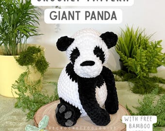 Giant Panda Crochet Pattern - Wildlife crochet plush, low sew, animal craft lovers, thecrochetzoologist