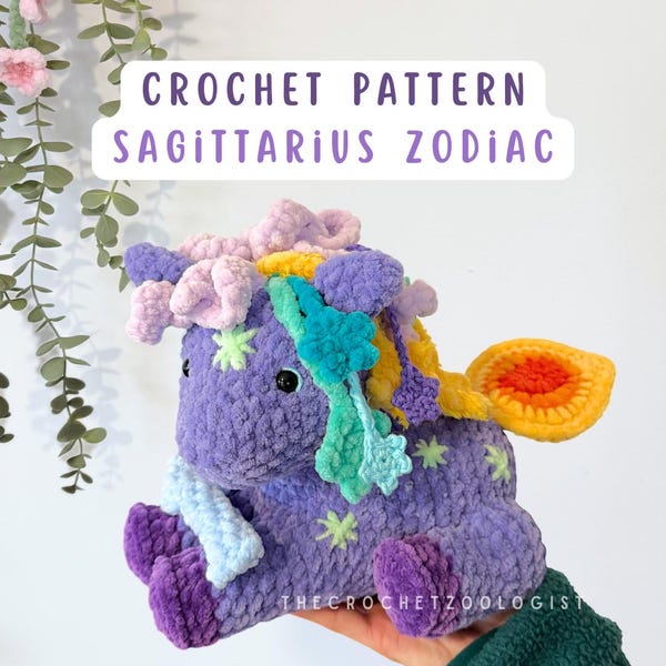 Boogschutter sterrenbeeld knuffel haakpatroon, astrologie liefhebbers cadeau, haakpatroon paard, gehaakt sterrenbeeld, thecrochetzoologist