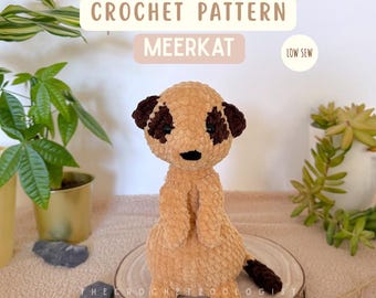 Meerkat Crochet Pattern Plush - low sew meerkat wildlife pattern, African animals, the crochet zoologist