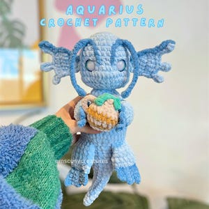 Wzór szydełkowy na znak zodiaku Wodnika, szydełkowanie znaku zodiaku, amigurumi Wodnika, pluszowy Wodnik, słodkie szydełkowanie, emscosycreatures