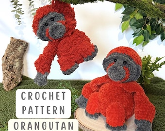 Orangutan ape crochet pattern - monkey crochet, endangered species plushie, wildlife lovers crochet, the crochet zoologist