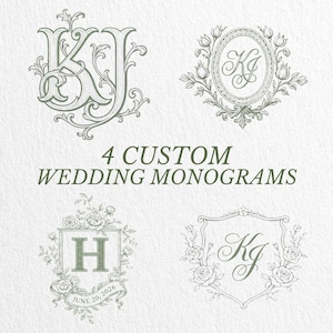 ウェディングモノグラムロゴ | カスタムイニシャルクレスト | エレガントなウェディングエンブレム | デジタルダウンロード