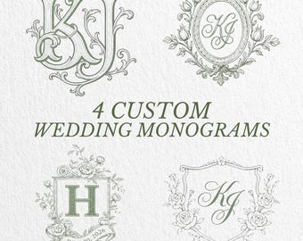 Wedding Monogram Logo | Custom Initials Crest | Elegant Wedding Emblem | Digital Download