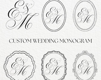 Vintage Monogram Crest Logo | Custom Wedding Initials PNG | Minimalist Family Emblem
