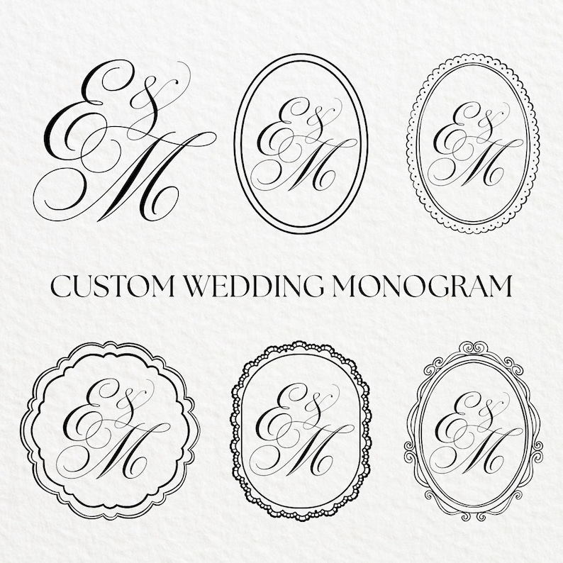 Personalized Script Monogram Vintage Monogram Crest Logo | Custom Wedding Initials PNG | Minimalist ...