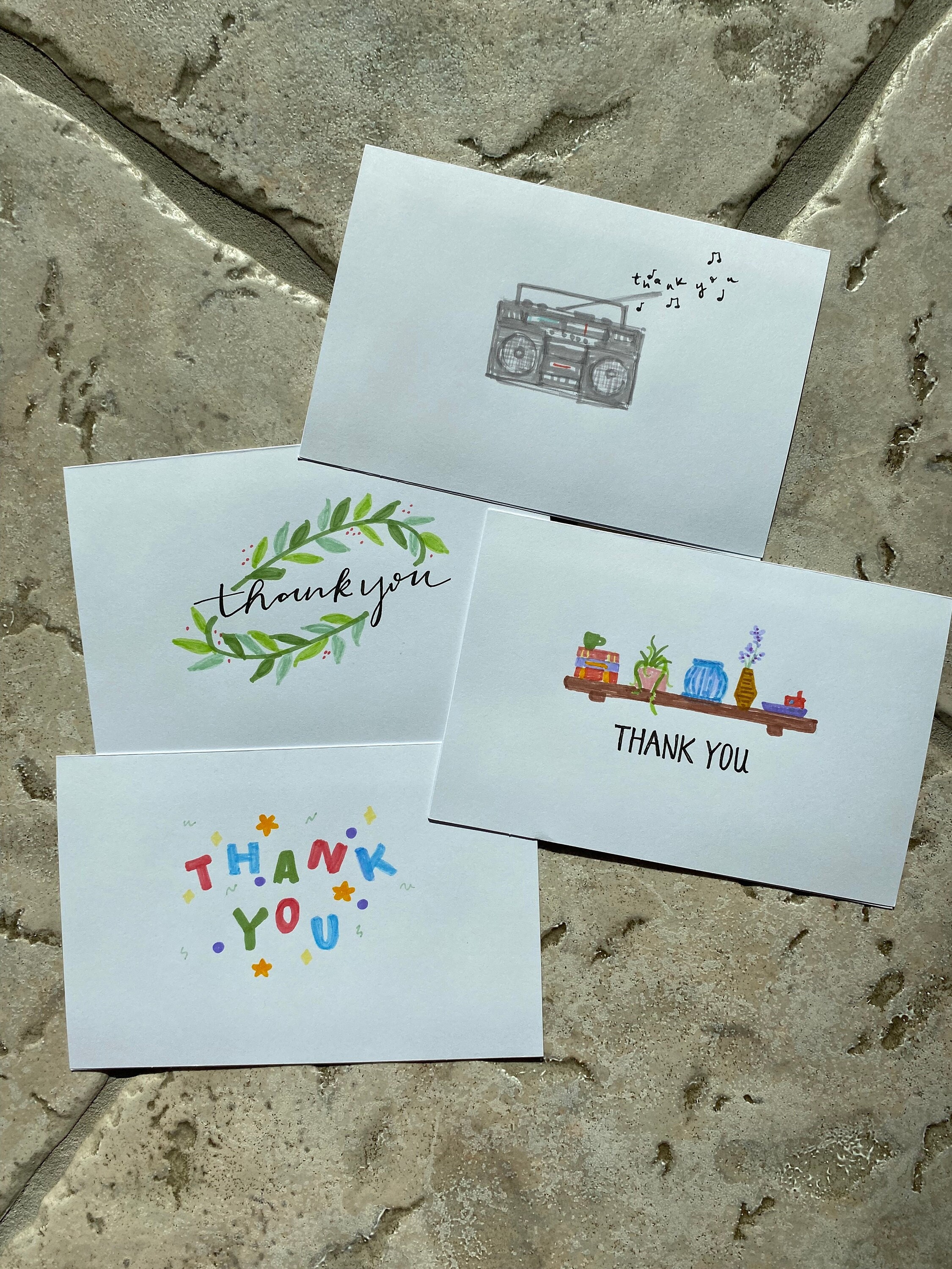 Set of 4 Thank You Cards - Etsy