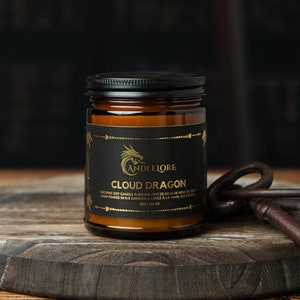 Vela de dragón de nube con temática de criatura fantástica, velas para amantes de los dragones, mecha de madera de cera de soja y coco con aroma a leyendas y tradiciones