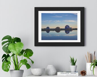 Fine Art Color Photograph Framed Horizontal Poster Aesthetic Serendipity 6AM Erie Lake Created by Open Door Graphic Studio
