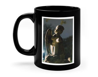 Fine Art Color Night Photograph Angel created by Open Door Graphic Studio Gothic 11oz Black Mug