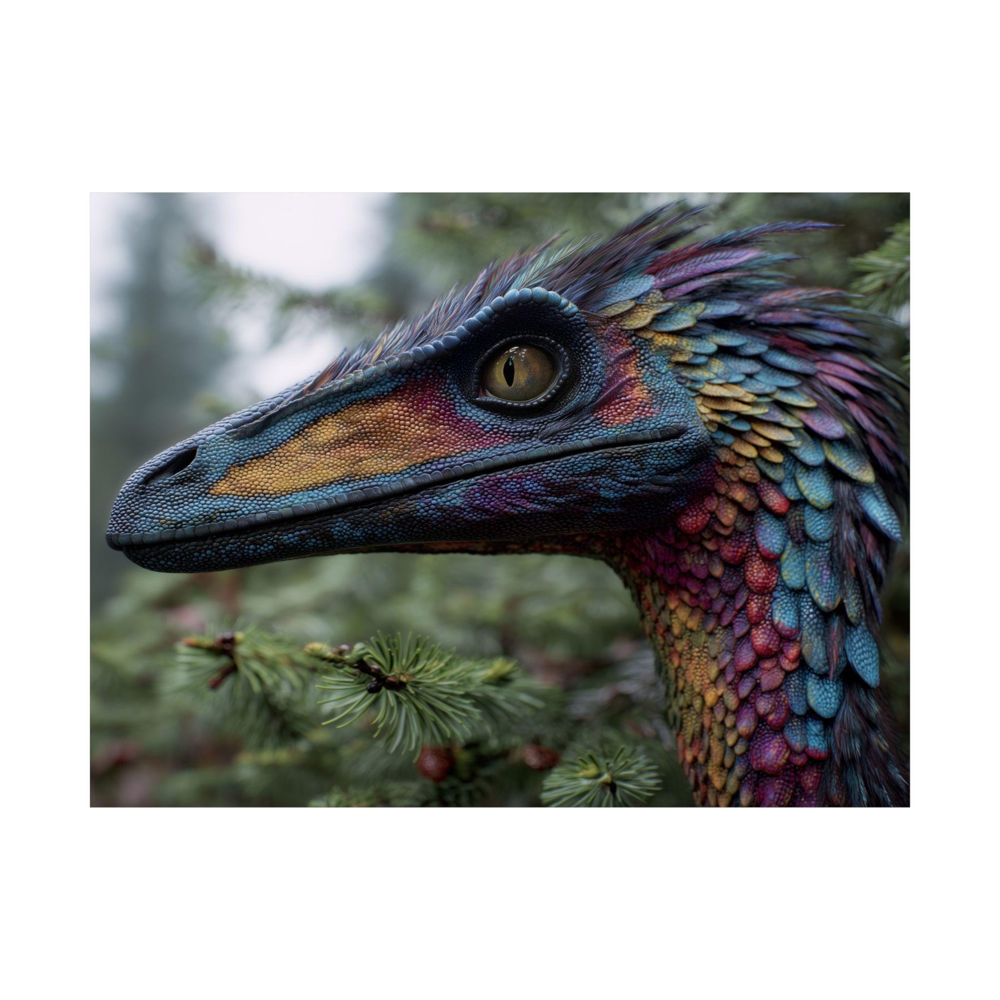 Colorful Utah Raptor Colorful Feathered Raptor Poster | Dinosaur Wall Art | Prehistoric ...