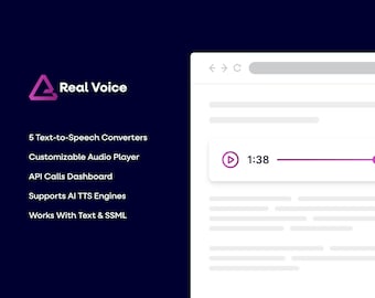 Real Voice: Texto a voz con IA para WordPress / Licencia GPL / Actualizaciones de por vida / Descarga directa / Elementor Pro