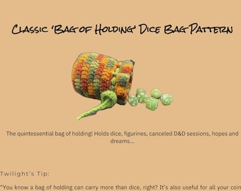 PATTERN: Classic 'Bag of Holding' Dice Bag Pattern | TTRPG | D&D | Dice Goblin