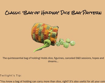 MÖNSTER: Klassiskt tärningspåsemönster med 'Bag of Holding' | TTRPG | D&D | Tärningsgoblin