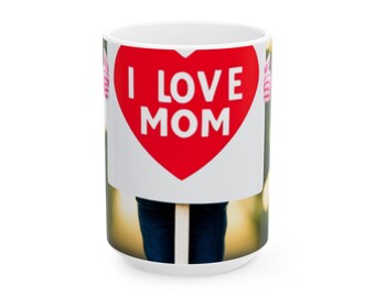 Love Joy Bestseller I Love Mom Ceramic Mug, (11oz, 15oz)