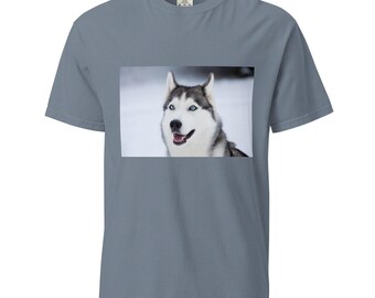 Camiseta unisex Comfort Colors Love Joy con estampado de husky siberiano