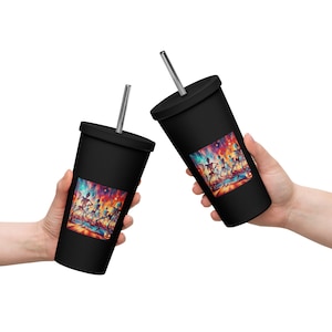 Love Joy Dancing Skeletons Insulated Tumbler With A Straw