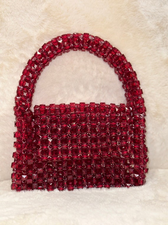 Handmade Red Beaded Handbag - Etsy display picture 2