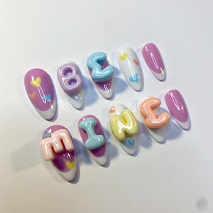 Valentines day nails, candy heart press ons