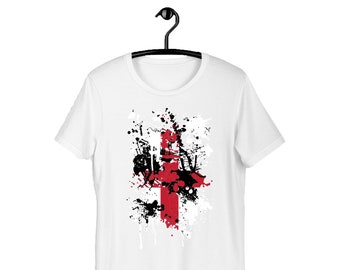 St Georges Day T-Shirt, England Cross Ink Splatter, Saint George's Day, Football, Sports, Novelty, Men Women Kids T-Shirt