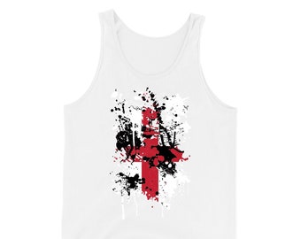 St Georges Day Tank Top, England Cross Ink Splatter, Saint George's Day, England Football Top, Sports, Novelty, Adult Vest