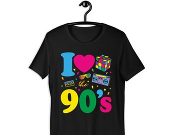 I Love The 90s T Shirt, 90s Fancy Dress, Party Costume, Retro Top, Love 1990s, Gift For Him/Her, Music, Gig, Men Women T-Shirt