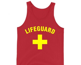 Lifeguard Tank Top, Beach Guard Vest, Swim Trainer, Security Costume, Dad, Husband, Wife, Gift for her, Gift for him, Unisex Adults Vest