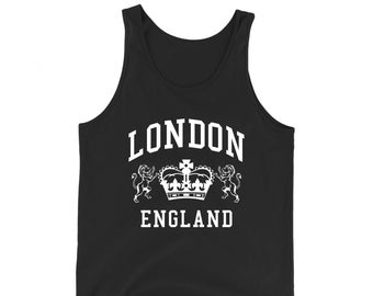 London Tank Top, Souvenir Vest, Love London, England Lions, UK, Vintage, Novelty, Holiday Top, Gift for her, Gift for him, Adults TankTop