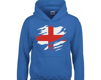 St George's Day Hoodie, England Flag, Saint Georges Day Hoody, Football, Sports, Novelty, Boys, Girls, Children, Kids, Youth, Jumpers