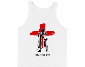 St Georges Day Tank Top, Saint George's Day, Fear No Foe, Knight & Horse, England, Celebration, Vintage, Novelty Gift, Adults Vest