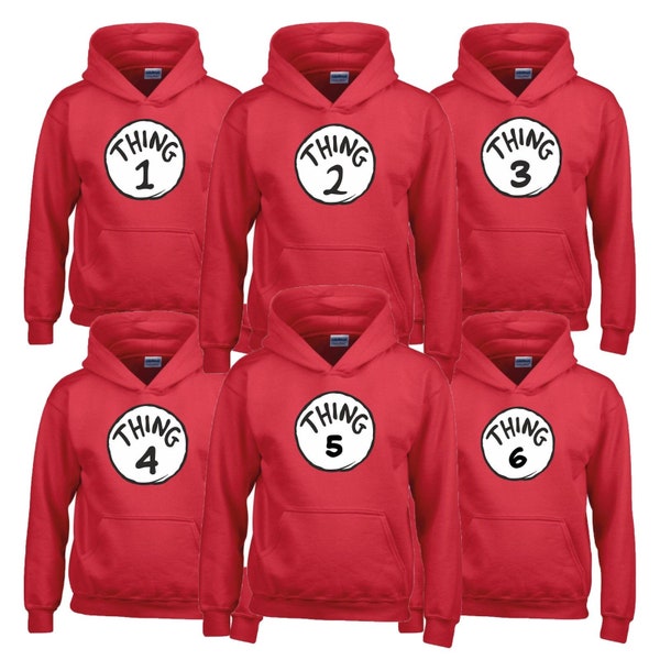 Personalised Thing 1, Thing 2, Hoodie, World Book Day, Numbers, Maths Day, School Party, Boys Girls, Children, Kids, Youth Hoody