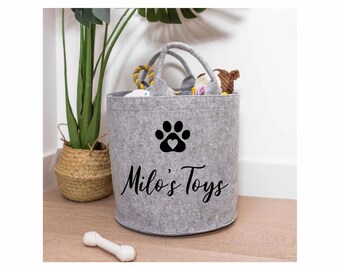 Personalised Pet Toys Basket, Custom Name & Paw, Pet Storage Bag, Storage bag, Dog toy basket, Cat toy bag, Gifts for her, Gifts for Him
