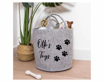 Personalised Pet Toys Basket, Custom Name, Pet Storage Basket, Storage bag, Dog toy basket, Cat toy bag, Gifts for her, Gifts for Him