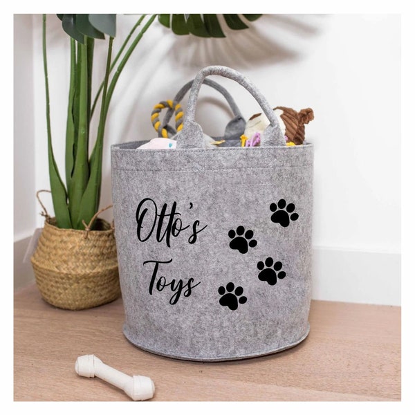 Personalised Pet Toys Basket, Custom Name, Pet Storage Basket, Storage bag, Dog toy basket, Cat toy bag, Gifts for her, Gifts for Him