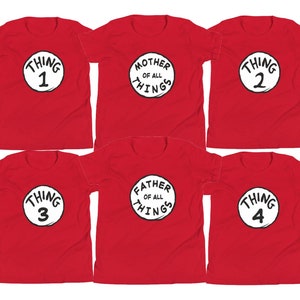 Personalised Thing 1, Thing 2, Thing 3 T Shirt, World Book Day, Mom, Dad, Numbers, School Party, Family Matching Shirts, Men, Women, Kids image 1