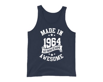 60th Birthday Gift Tank Top, Made In 1964 Tank, 60 Years of being Awesome Vest, Gift for Him, Gift for Her, Birthday Gift For Men Women