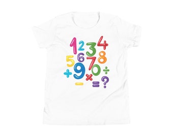 Math Day T Shirt, Numbers Day Tee Shirt, Symbols T-Shirt, School Party, Birthday tee, Gift for boys, girls, Children, Youth, Kids, Top