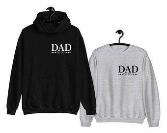 Personalised Dad Established Hoodie, Sweatshirt, Custom New Dad Shirt, Daddy, Fathers Day Gift, Dad Birthday Christmas Gift, Best Dad Jumper