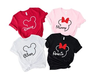 Personalised Family Disneyland T-shirt, Group Family Holiday Vacation Disneyworld, Custom Name, Mickey Minnie, Adult Kids Tees All Sizes