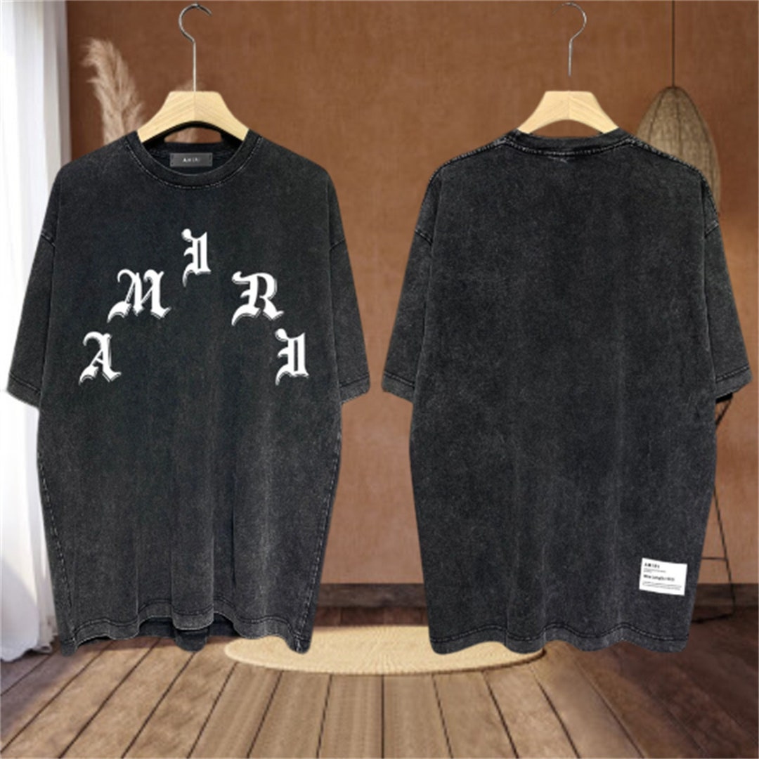 Amiri washed t-shirt bevel cut letter printing short sleeve main image 0