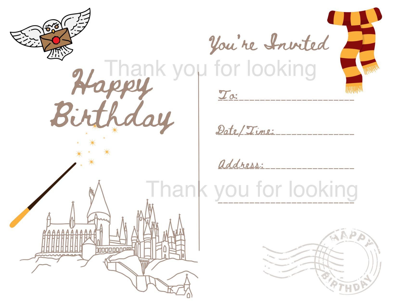 Harry Potter Birthday Party Invitation Editable invitation Kids Birthday Invitation Harry Potter Birthday Card